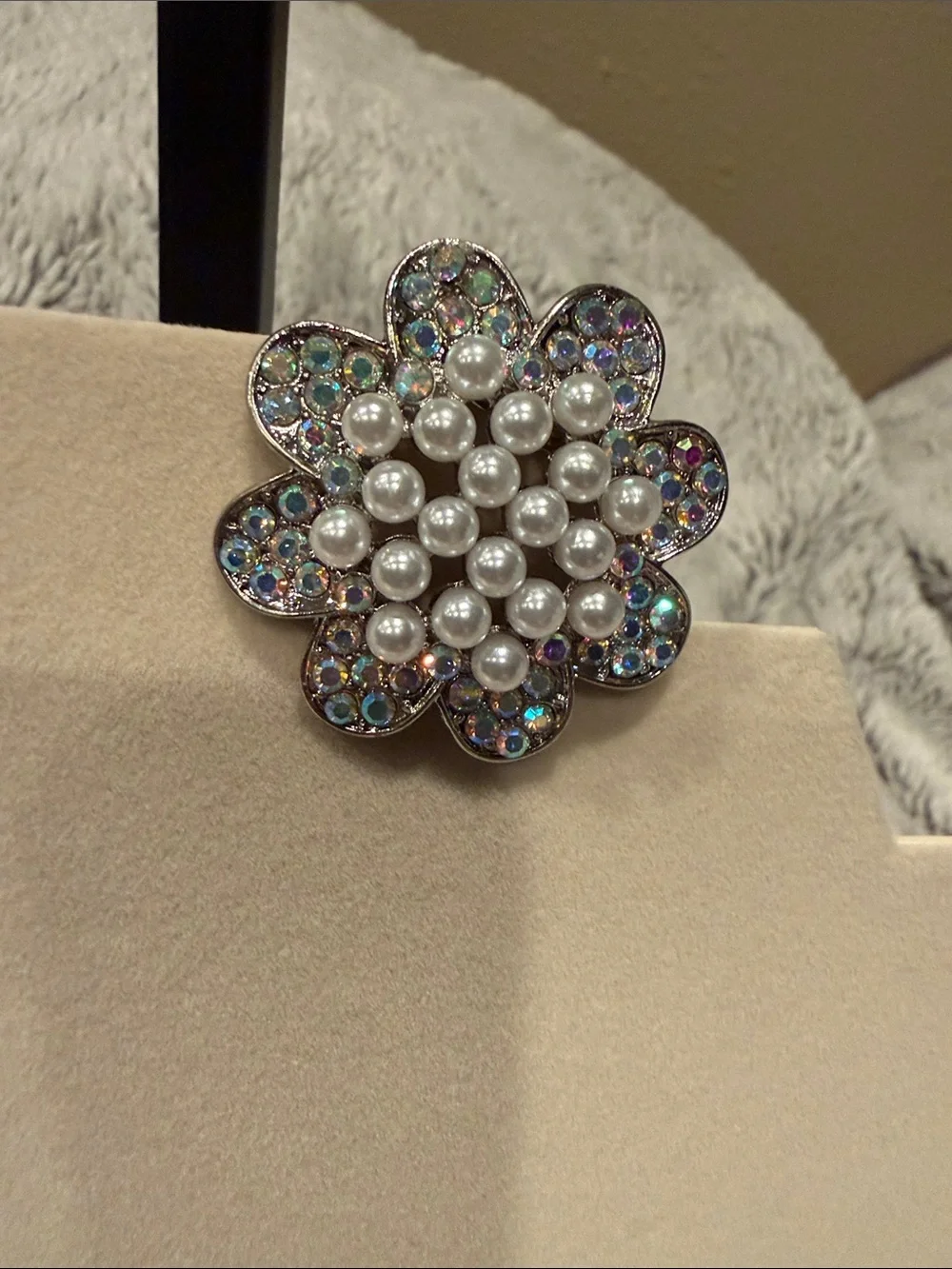 Pearl & Aurora Crystal Flower Brooch - Women Jewelry